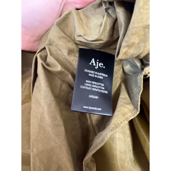NEW Aje Willow Sleeveless Sweetheart Mini Dress Women's Deep Olive Size: 10 - Picture 5 of 7
